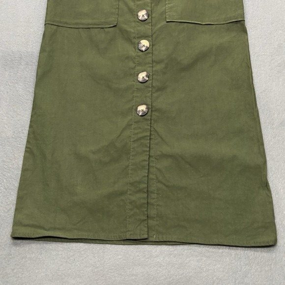 Anthropologie Maeve Cargo Button Down Midi Skirt Green Size 4 Linen Blend‎ Boho - Picture 3 of 9